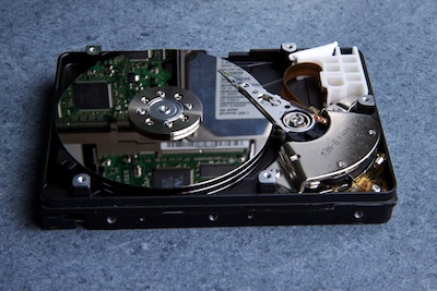 open HDD with visible platters
